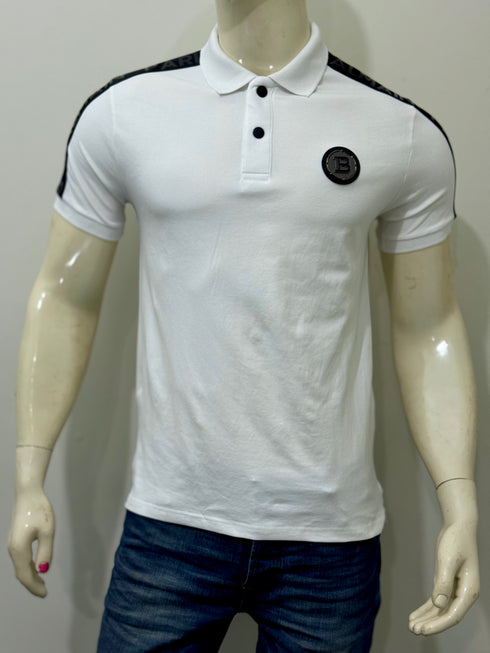 BALMAIN SLIM FIT LOGO PATCH POLO SHIRT